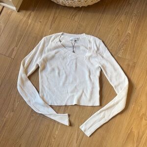 White Ribbed long sleeve